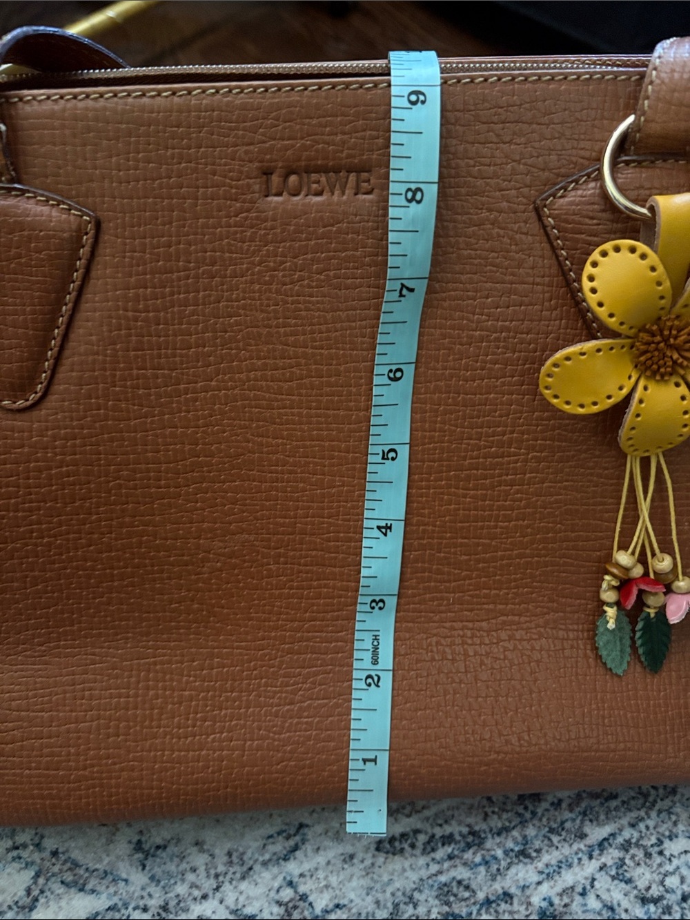 LOEWE Shoulder Tote Bag Brown Grain Leather - Picture 6 of 12